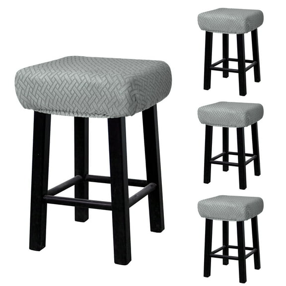 4pcs Stool Covers Rectangle, Bar Stool Covers Saddle Seat Cover for Wooden Bench Chair Light Grey