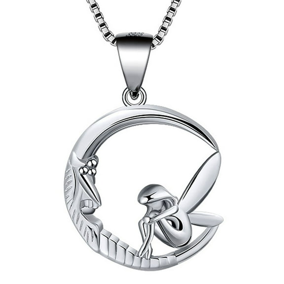 Fairy Moon Pendant Chain Necklace for Women Sterling Siver Ginger Lyne Collection
