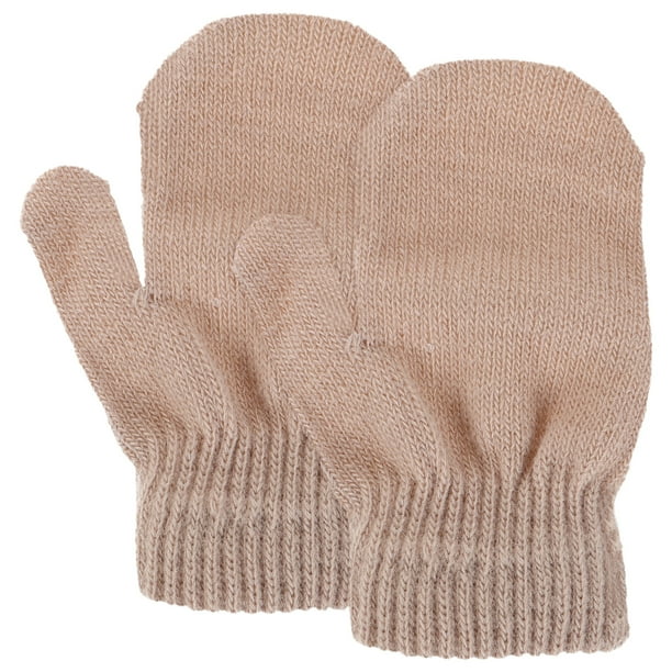 Guantes de invierno para niños pequeños, mitones extra gruesos para niños y niñas, mitones ultra suaves para bebés, guantes de punto cálidos para protegerse del frío, color marrón claro