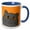 Blue/White, variant on 3drose, the Curious Cat Grey with Orange Eyes Orange, 11oz Two-tone Blue Mug