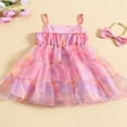 thumbnail image 4 of AMERTEER Bébé Filles Tutu Robe Bambin Cravate-Teinte Maille Tutu Robe Bébé Tulle Robes Fille Robe Princesse Sans Manches Arc-en-Ciel 3-4 Ans, 4 of 7