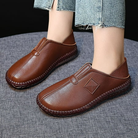 

Tangnade Winter Clearance Ethnic Style Retro Flat Heel Comfortable Round Toe Slip-on Casual Shoes for Women