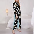 thumbnail image 4 of Kll Honey Bees At Night Print Women'S Long Sleeve Pajamas With Pants Sleepwear Loungewear 2 Set-Large, 4 of 9