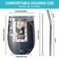 thumbnail image 5 of 12oz Stemless Wine Tumblers Pioneer Flower Floral Print Pattern Vacuum Insulated Stainless Steel Travel Tumbler Cups Mug with Lid and Straw for Champaign,Cocktail,Beer with Cleaning Brush, 5 of 5