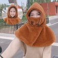 thumbnail image 4 of beishanbush Hats Women's Warm Plush Headgear Cold-proof Face Protection Riding Outdoor Mask Bib Hat Coffee, 4 of 5