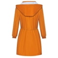 thumbnail image 6 of YDFCWXW Long Rain Coat for Women Packable Rain Jacket Womens Waterproof Raincoat Lightweight Hooded Windbreaker Trench Coat Orange, L, 6 of 7