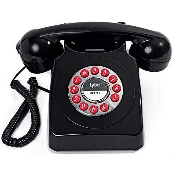 Tyler Corded Retro Phone, Vintage Old Phones, Classic 1930's Antique Landline Phones for Home & Office Décor, Novelty Hotel Telephone with Redial