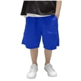 thumbnail image 2 of Maqroz Boys Nylon Shorts Elastic Waist Wide Leg Short Pants Causal Loose Solid Color Bottoms Outdoor Knee Length Sport Summer Active Wear with Pockets, Size 12-13 Years, 2 of 6