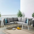 thumbnail image 2 of Lounge Sectional Sofa Chair Set, Aluminum, Metal, Steel, White Grey Gray, Modern Contemporary Urban Design, Outdoor Patio Balcony Cafe Bistro Garden Furniture Hotel Hospitality, 2 of 10