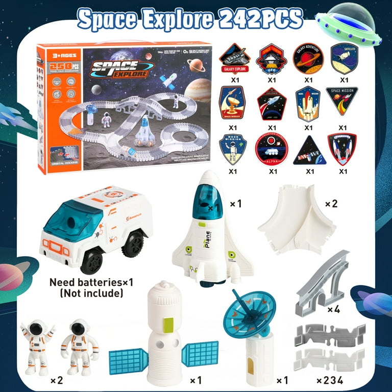 Huge Wave Space Toys Race Car Track Set for Kids, 242pcs