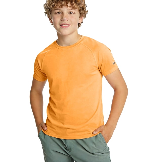 Zpanxa Girls Athletic Shirts Solid Color Round Neck Short Sleeve Sporty Tee Polyester Top 5-6 Years