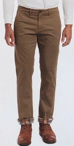 slim fit flannel lined khakis