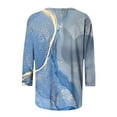 thumbnail image 5 of IROINNID Long Sleeve T-Shirts for Women Graphic Printed T-shirt 3/4 Sleeves Streetwear Blouse Round Neck Home Tops,Light Blue, 5 of 5