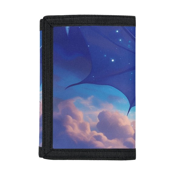 FUIALDOLG Starry Cloud Trifold Pouch, Stretch Polyester Boys Wallet for Outdoor Sports, Portable Thin Children's Card Wallet for School