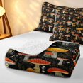 thumbnail image 4 of Homewish Botanical Mushrooms Twin Quilt Set,Vintage Botanical Fungi Twin Coverlet Set,Red Yellow,Black Reversible,2-Piece, 4 of 7
