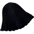 thumbnail image 2 of CoCopeaunts Bucket Hats for Women Hand Crochet Knitted Fisherman Hat Female Version Casual Outdoor Warm Beanie Hat Ruffle Brim, 2 of 8