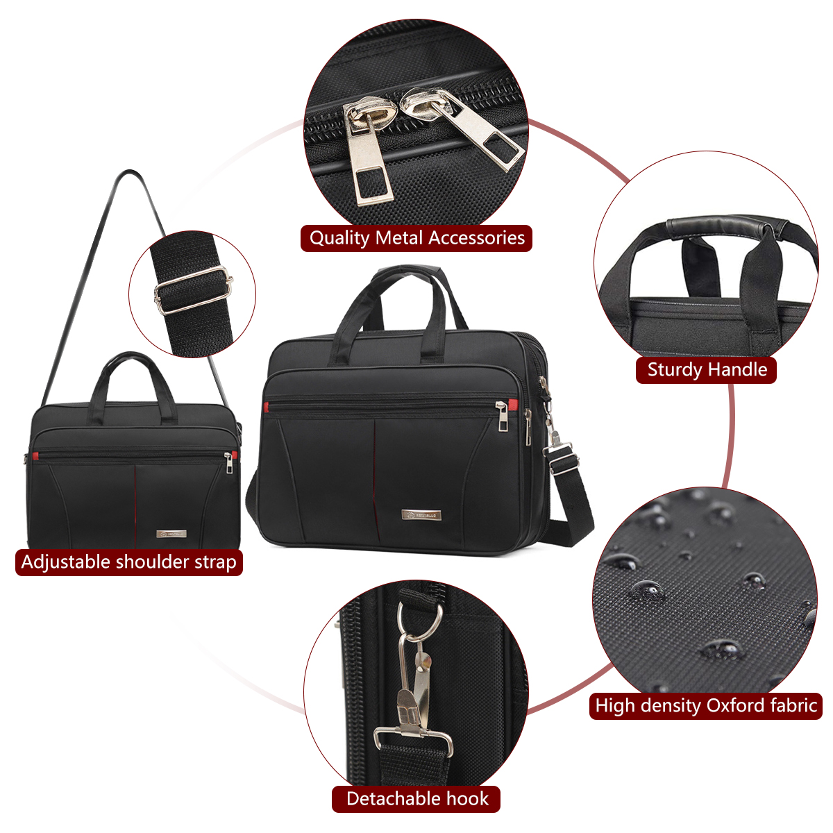 Queentrade Laptop Bag Premium Laptop Briefcase Fits up to 15.6 inch Laptop Water-Repellent Shoulder Messenger Bag Computer Bag for Travel/Business/Men/Women-Black