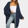 thumbnail image 2 of hoksml Women's Long Knit Cardigan Solid Color Loose Fit Long Sleeve Hoodless Sweater Jacket Coat with Pockets, 2 of 3