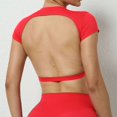 thumbnail image 3 of Camiseta deportiva de manga corta para mujer, Top corto de Yoga de secado rápido con ropa acolchada, ropa deportiva para gimnasio y entrenamiento, 3 of 5