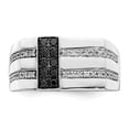 thumbnail image 4 of White Night Sterling Silver Rhodium-plated Black and White Diamond Men's Ring, 4 of 7