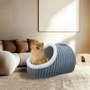 ZZkhGO Thickened Three-dimensional Winter Warm Dog Bed, Double Piece Drill Hole Pet Bed with Handle, Portable Cat Bed