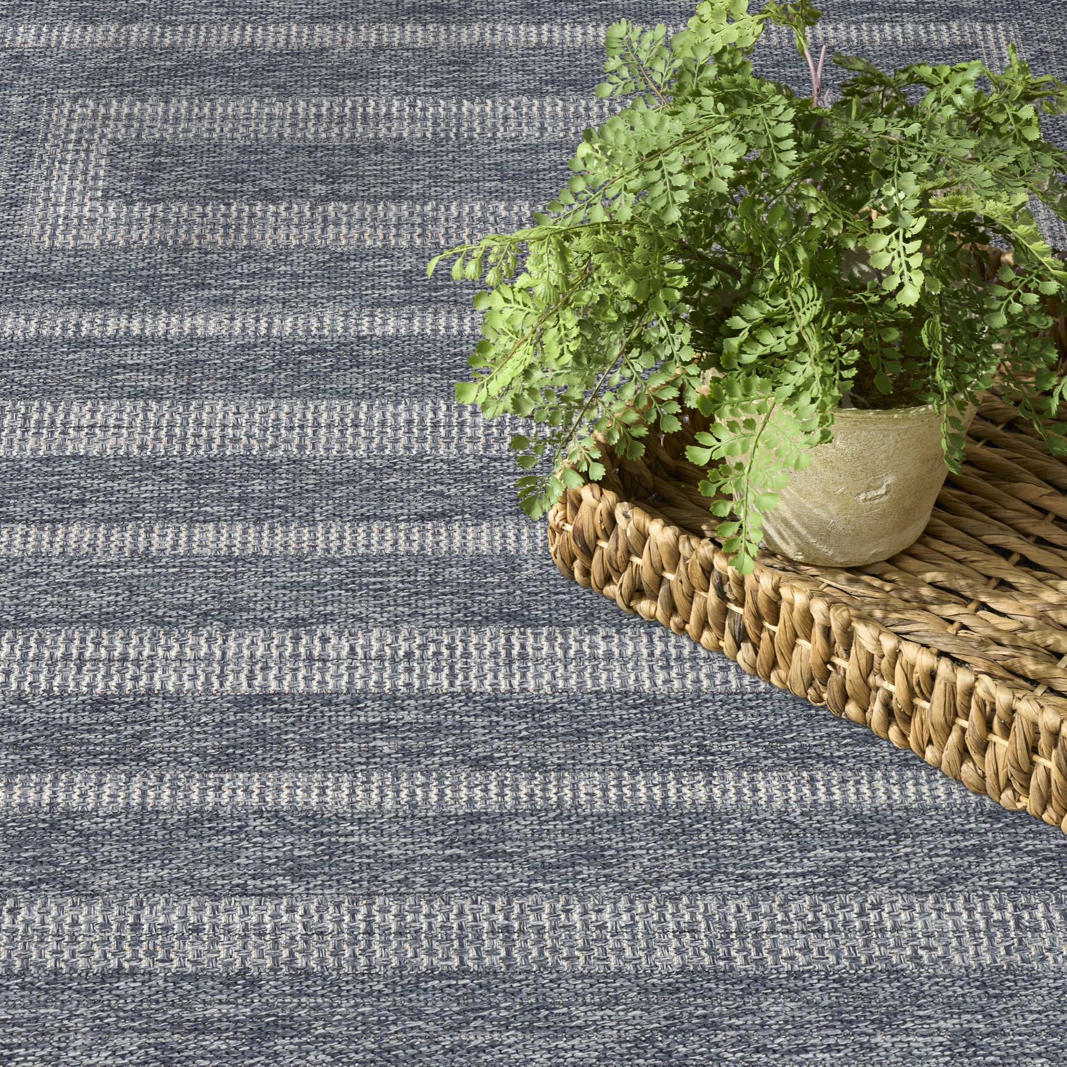 Nourison Tulum 5'3" x 7' Denim Outdoor Rug