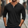 thumbnail image 2 of UVEASISHA Big and Tall Henley Shirts for Men Button Up V Neck Long Sleeve Tee Shirt Fall Casual Regular Fit T-Shirts Solid Color Workout Tops Black XXL, 2 of 7