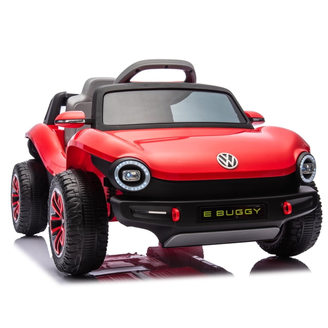 GloryStar 12V Licensed Volkswagen Beetle Ride-on Car with Remote Control for Parents, Spring Suspension, LED Lights, and Bluetooth Music, Combines Safety and Entertainment for Kids
