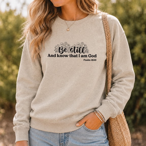 Jollimate Be Still And Know Sweatshirt, Floral Christian Women Graphic Pullover, Cool Retro Scripture Crewneck