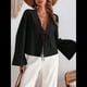 thumbnail image 5 of Camisa Y2K para Mujer, Blusa con Mangas Acampanadas y Cuello en V, Estilo Casual. Negro M, 5 of 8