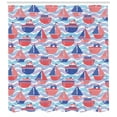 thumbnail image 3 of Ambesonne Maritime Shower Curtain, Sailing Boats Wave Graphic, 69"Wx70"L, Pink Ceil Blue, 3 of 3
