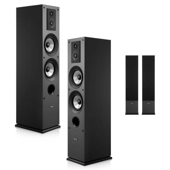 VEVOR Floorstanding Speakers Pair, 3-Way, Floor-Standing Tower Speakers with 0.75 in & 1 in Tweeter, Dual 5.25 in Woofers, 145W Peak Power, 70Hz–20kHz Frequency Response, MDF Enclosure,for Home Audio