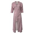 thumbnail image 3 of Vestido Casaul para mujer con cuello en V y media manga con estampado de rayas y botones con abertura Fridja qw4459, 3 of 8