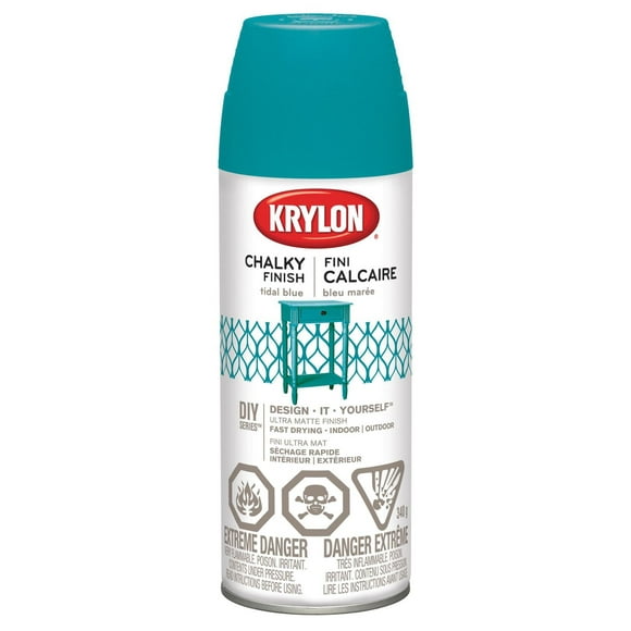 Krylon Chalky Finish Paint, Ultra Matte, Tidal Blue, 340 g