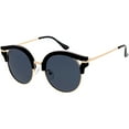 thumbnail image 2 of Women's Round Cat Eye Sunglasses Metal Arms Polarized Flat Lens 50mm (Black / Smoke), 2 of 4