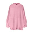 thumbnail image 5 of Brilliant Sweaters for Women Plus Size Side Hem Slit Winter Women Long Sleeve Pullover Casual Sweater Tops Loose Knitwear Jumper Tops Lightweight Mid Length Pink L, 5 of 5