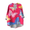 thumbnail image 4 of QASIEATN Women's Shirts 3/4 Sleeve Womens Tops Butterfly Casual Shirts Blouse Tops for Women, 4 of 5