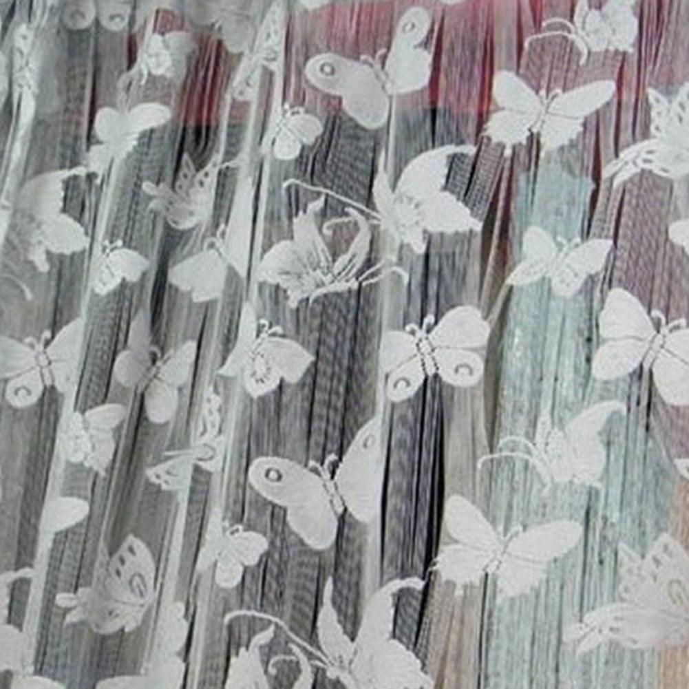 Modern Embroidered Sequins Butterfly Rustic Sheer Voile Curtains For Living Room 