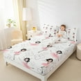 thumbnail image 5 of jejeloiu Kawaii Ballet Girls Queen Sheet Sets,Cartoon Ballerina Flat Sheet,Pink White Queen Fitted Sheet For Children,Lightweight Room Decor,4pcs, 5 of 7