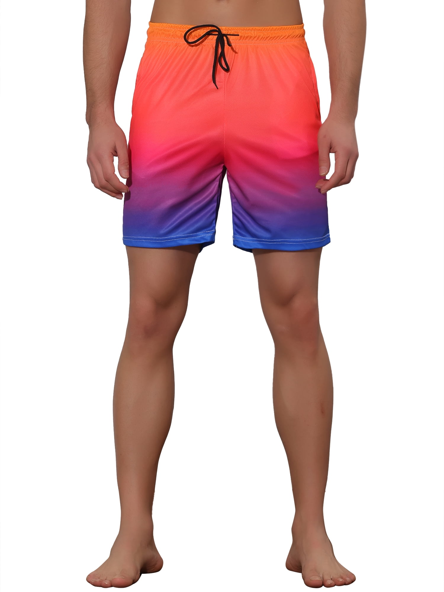 DARING DIVA Men's Color Block Drawstring Beach Board Swim Surfing Shorts 36 Orange