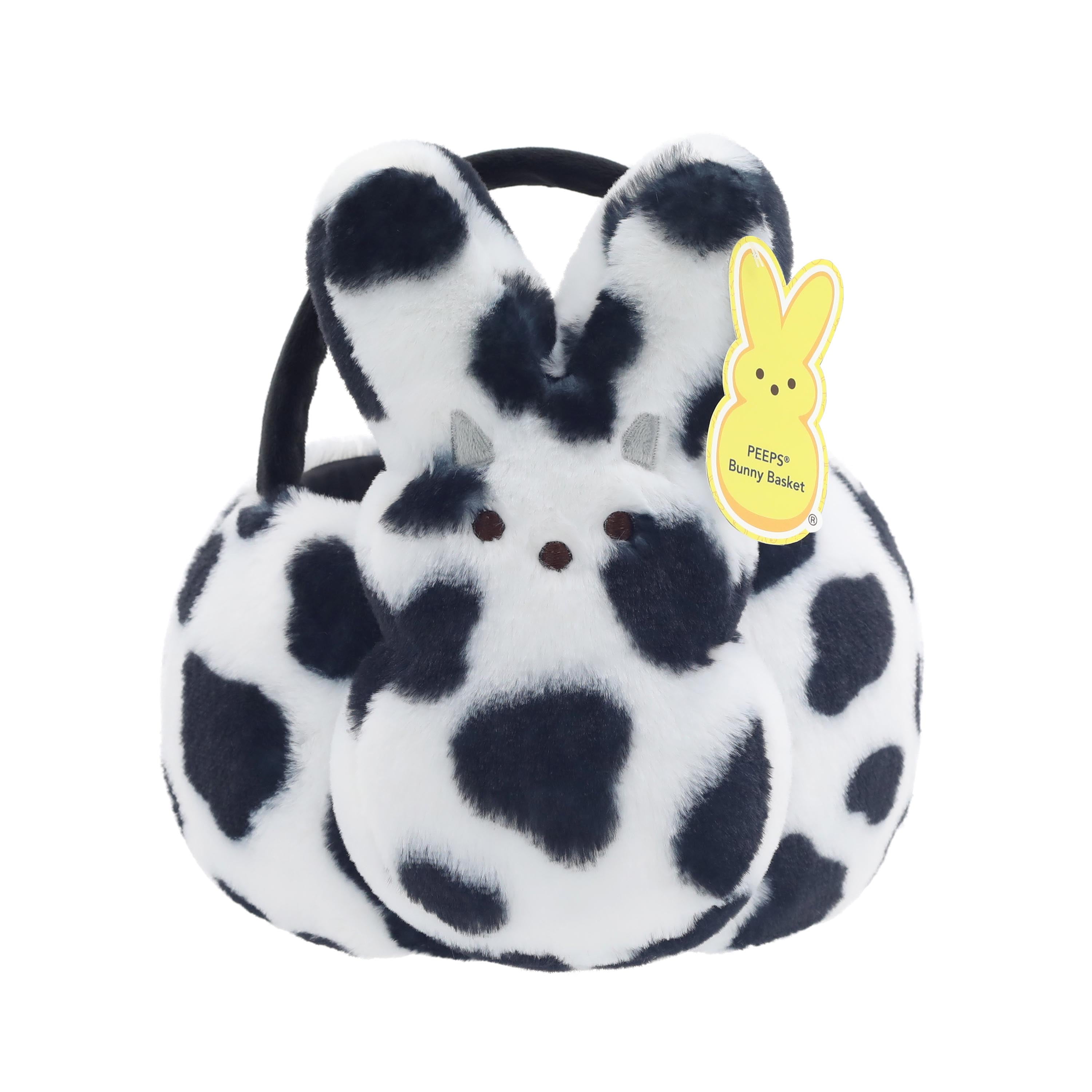 PEEPS® Bunny Spotted Cow Print Plush Easter Basket