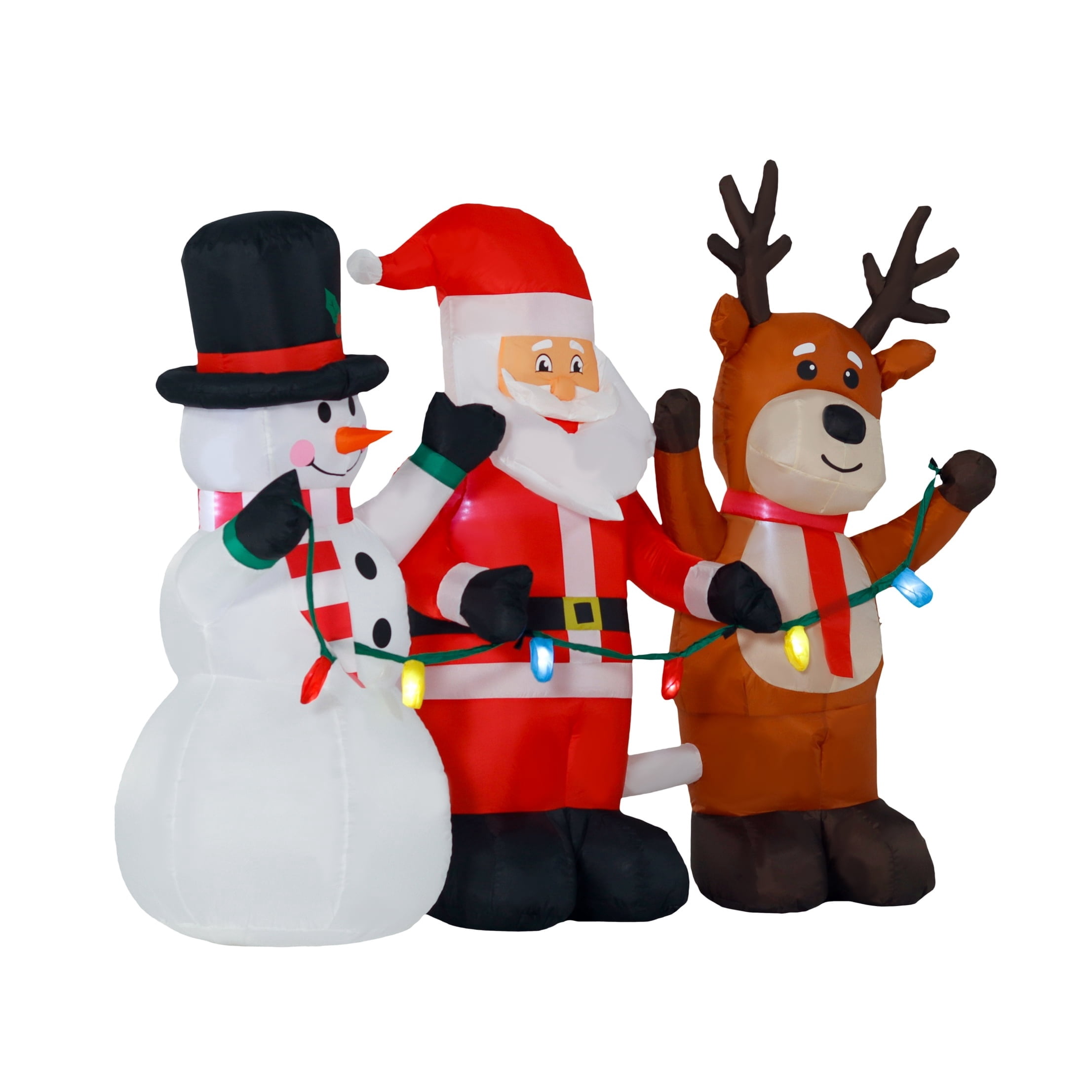 Multicolor Santa Trio with Flashing Lights Christmas Airblown Yard Inflatable, 6', by Holiday Time