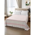 thumbnail image 2 of Pink Striped Twim XL Size Flat Sheet, Wrinkleproof & Fadeproof Cooling Flat Bed Sheet Only, Rustic Pink Stripe Modern Art Beige Breathable Soft Bedding Top Sheets 66 x 102 Inches, 2 of 8