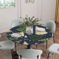 thumbnail image 5 of Christmas Tree Round Tablecloth for 36-44 Inch Tables, Fitted Table Cover with Elastic Edge, Navy Blue Green Xmas Tree Winter Waterproof Outdoor Table Cloth Protector for Patio Garden Dinner Picnic, 5 of 9