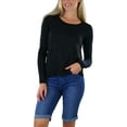 thumbnail image 2 of ToBeInStyle Women's L.S. Knit With Sheering Back Neck Detail - Black - 1X, 2 of 7