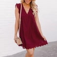 thumbnail image 2 of Ketyyh-chn99 Robes Chemise pour Femmes Grande Taille Robe Soleil Robes pour Femmes Robe Droite Unie pour Vacances Robe à Enfiler Robe de Plage Vin,TP, 2 of 4