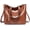 Brown, variant on Women's Vintage Style Greased Pu Leather Work Tote Large Capacity Shoulder Bag with Tassel