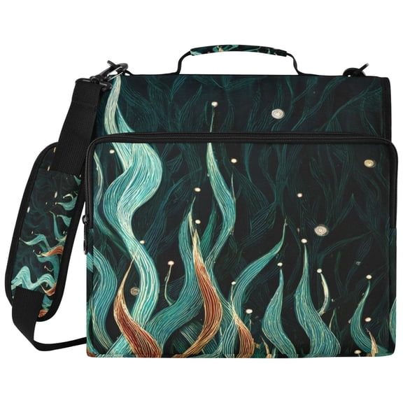 ALAZA Zipper Binder Green Seaweed Pattern 2 inch 3 Ring 500 Sheet Capacity Trapper Keeper File Folder Organizer Bag