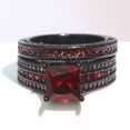 thumbnail image 2 of GY Black Gold Plated Red 1.5CT CZ Women Wedding Ring Sets 2pcs Engagement Ring for Woman, 2 of 7