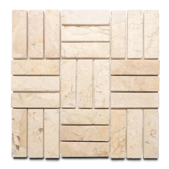 CNK Tile Cream Weave Stone Mosaic Marble Floor Tile 12" x 12